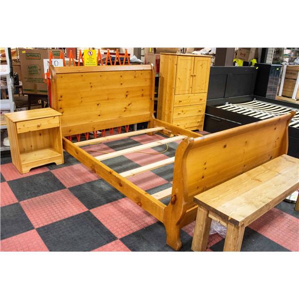 BEDROOM SUITE W/ QUEEN SIZE FRAME END TABLE & DRE