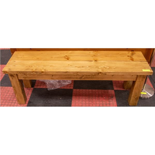 WOOD BENCH APPROX H-18.5" W-14.5" L-54.5"