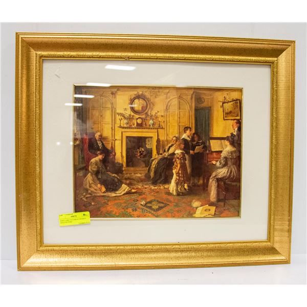 HART LAKE VICTORIAN FRAMED GOLD PICTURE