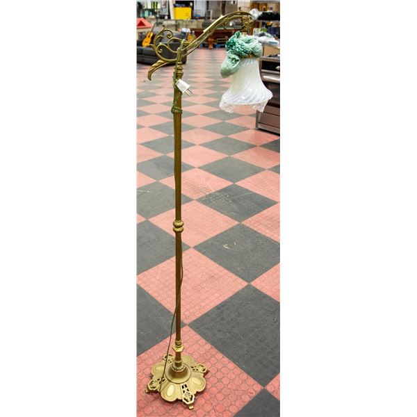 ANTIQUE FLOOR LAMP WITH GLASS SHADE