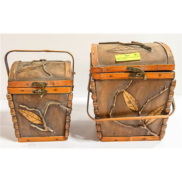 LARGE AND MEDIUM LEAF WOODEN BASKET BOXES
