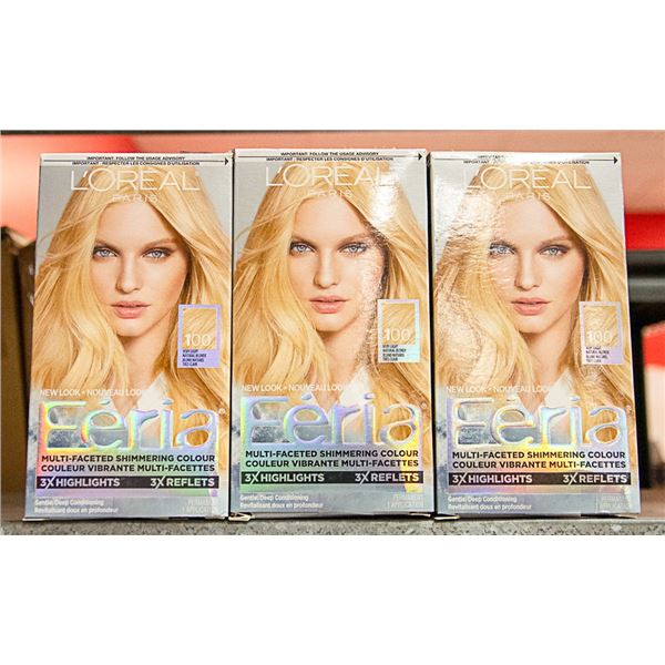 LOT OF 3 L'OREAL PARIS FERIA VERY LIGHT NATURAL