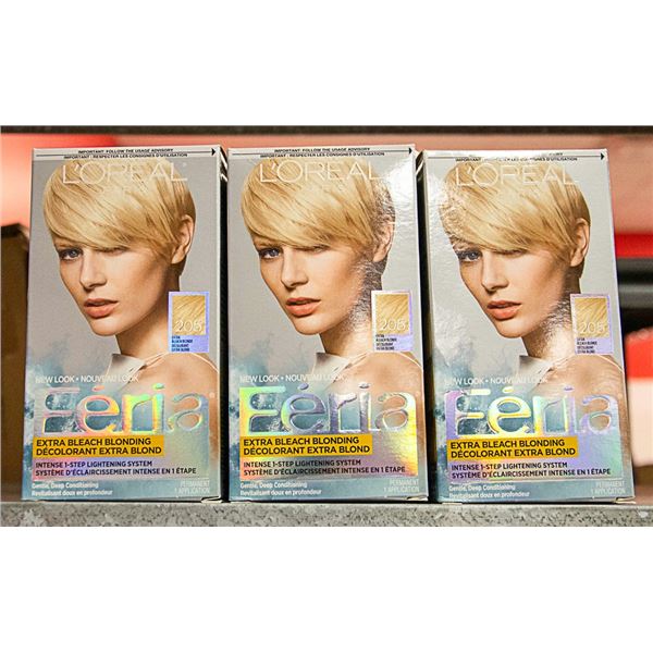 LOT OF 3 L'OREAL PARIS FERIA EXTRA BLEACH BLONDING