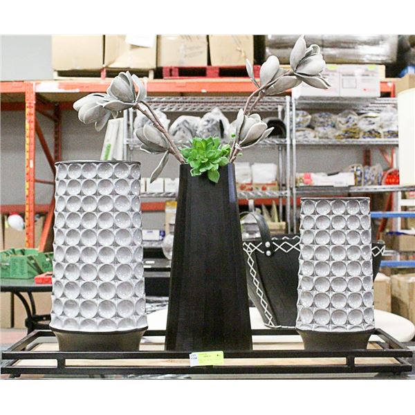 SHOWHOME DECOR TRAY 34 X 10 X 2 WITH VASES