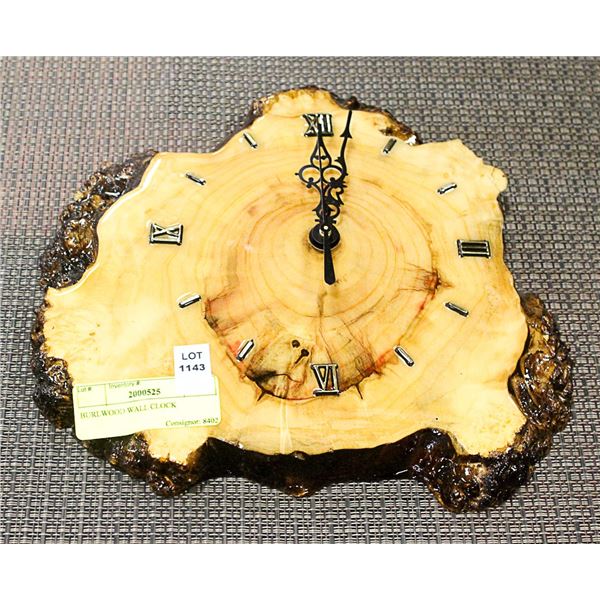 BURLWOOD WALL CLOCK