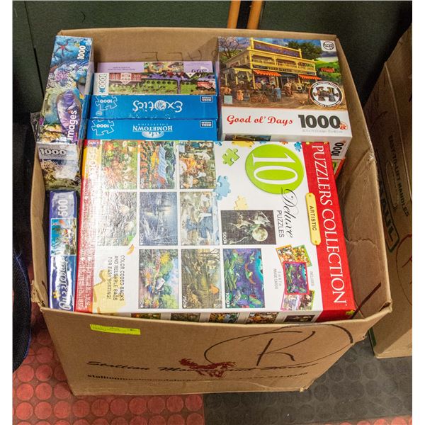 PUZZLES- LARGE BOX LOT ASSORTED