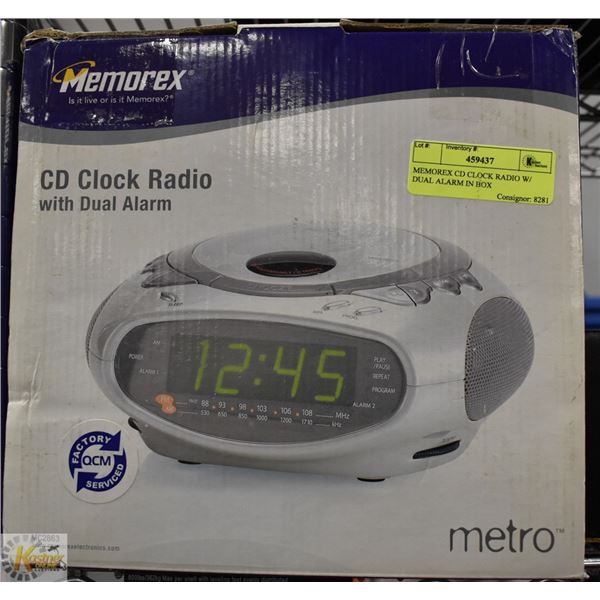 MEMOREX CD CLOCK RADIO W/ DUAL ALARM IN BOX