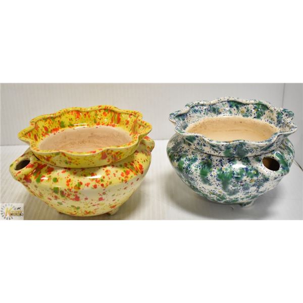 VINTAGE AFRICAN VIOLET SELF WATERING CERAMIC POTS