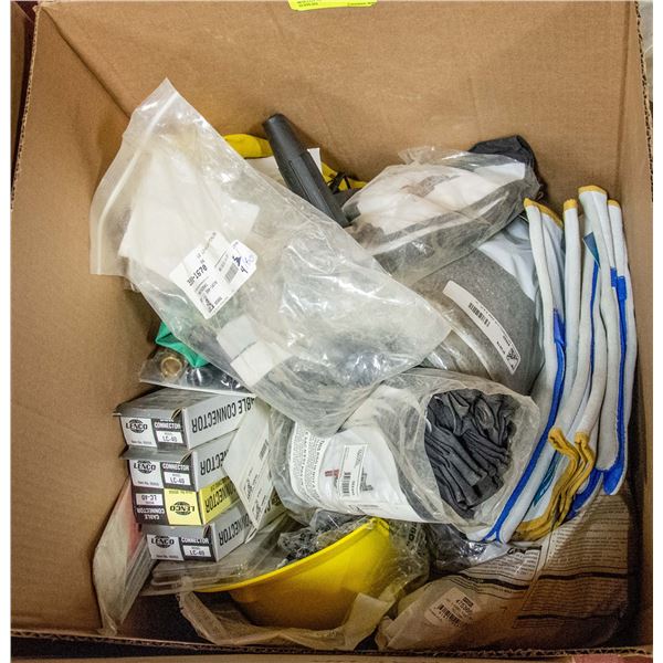 BOX LOT OF VARIOUS INDUSTRIAL SUPPLIES
