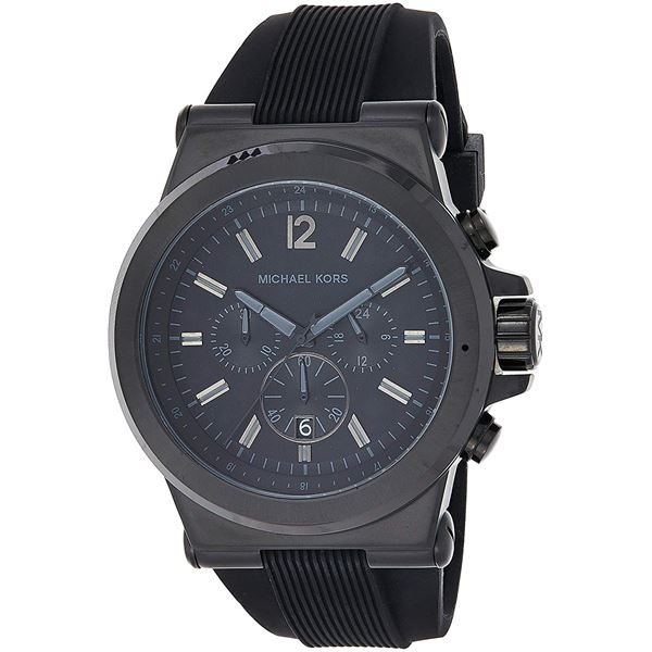 NEW MICHAEL KORS BLACKDIAL SILICONE STRAP MSRP$337