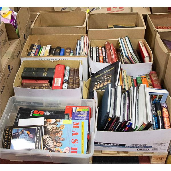 PALLET OF BOOKS SPORTS, ANTIQUE, ETC