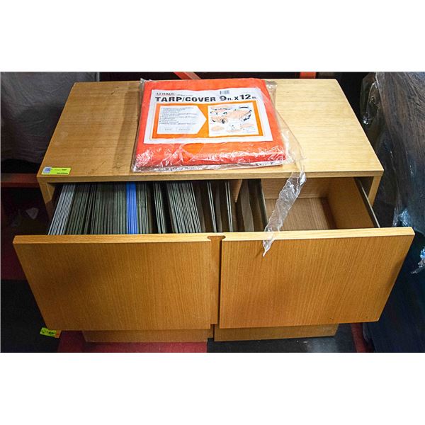 WOOD CABINET SOLD WITH TARP