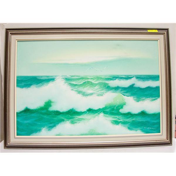 ARTIST Y. KELEER OIL PAINTING OCEAN WAVES