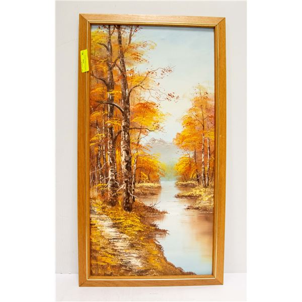 ARTIST E. CLEMENTS OIL PAINTING 17 X 32