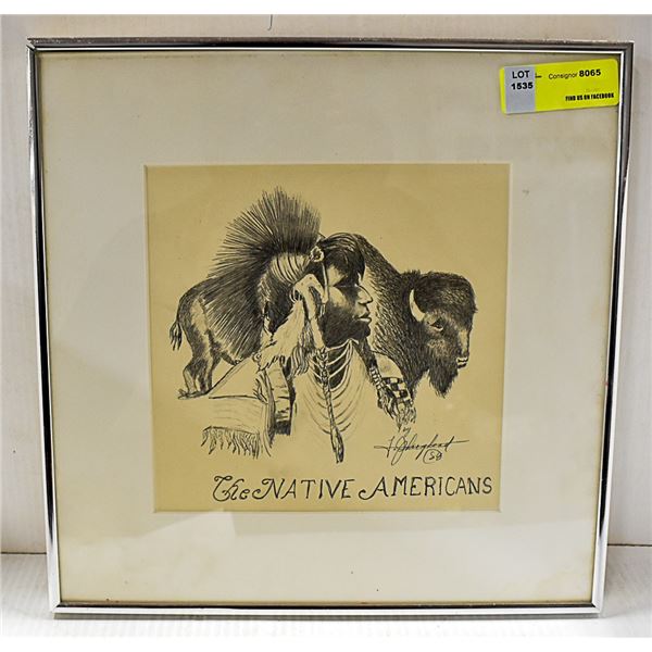 AUTOGRAPHED NATIVE FRAMED PICTURE