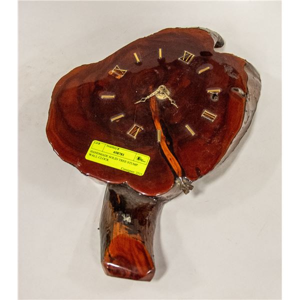 HANDMADE SOLID TREE STUMP WALL CLOCK
