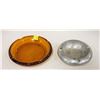 Image 1 : 2 X OLD HEAVY ASHTRAYS GLASS/METAL