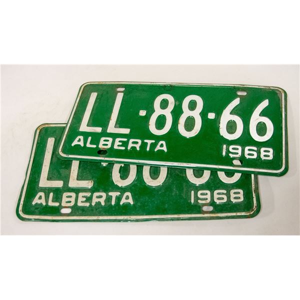 PAIR OF 1968 MATCHING ALBERTA LIC. PLATES