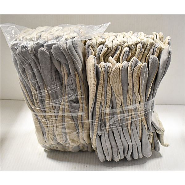 24 PAIRS LEATHER/CLOTH WORK GLOVES SIZE LARGE