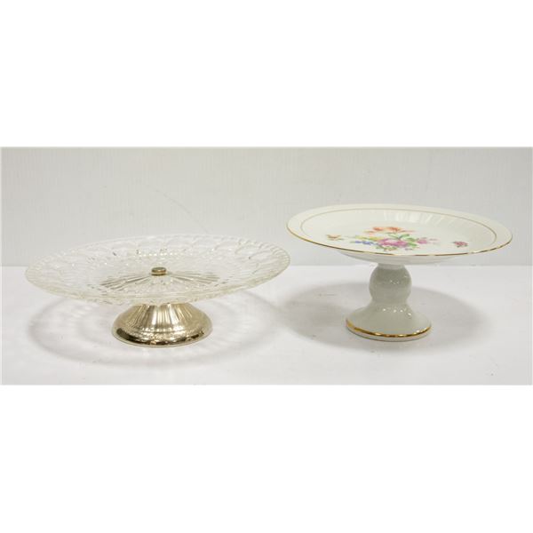 LOT OF 2 CAKE PLATTERS