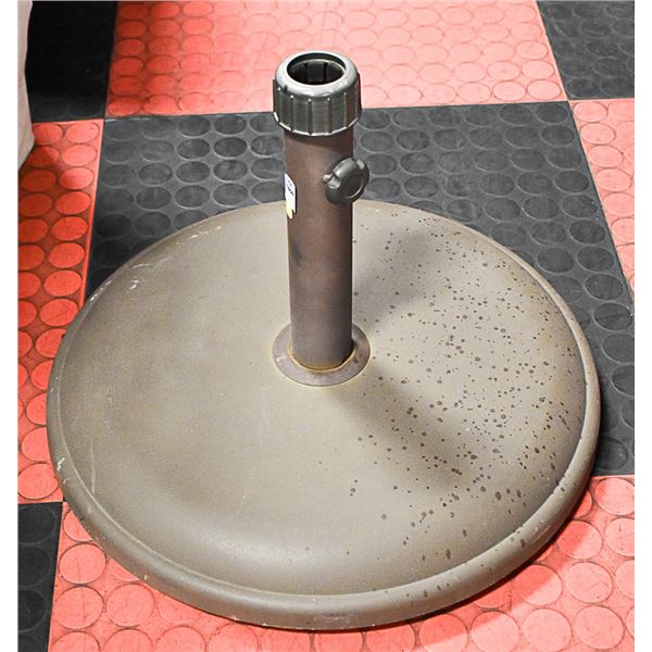 LARGE BROWN CONCRETE PATIO UMBRELLA STAND