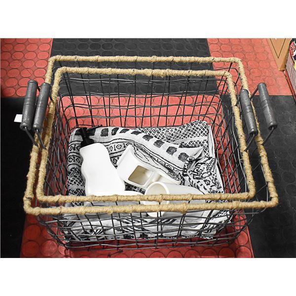 LOT OF 2 SHOWHOME NESTING BASKETS WITH BATHROOM