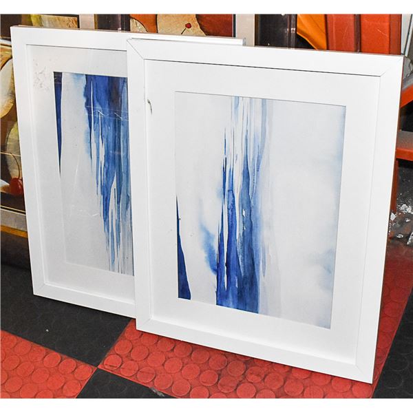 4 FRAMED WALL ART, 2 MISSING GLASS