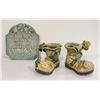 Image 1 : 2 DETAILED GARDEN SHOE PLANTERS AND GARDEN PLAQUE