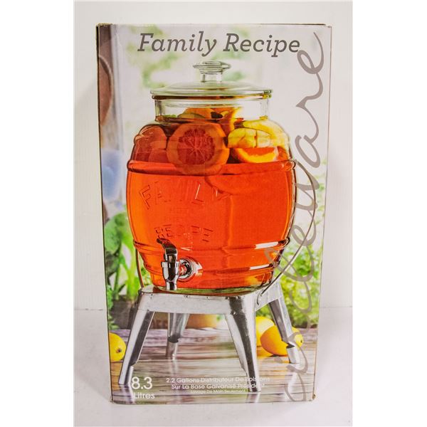 NEW FAMILY RECIPE BEVERAGE DISPENSER WITH BASE