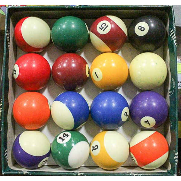 FULL SET OF 16 ARAMITH 8 BALL POOL BALLS. BELGIUM