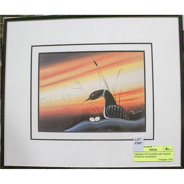FRAMED 1ST NATIONS ART SIGNED STANLEY PANAMICK