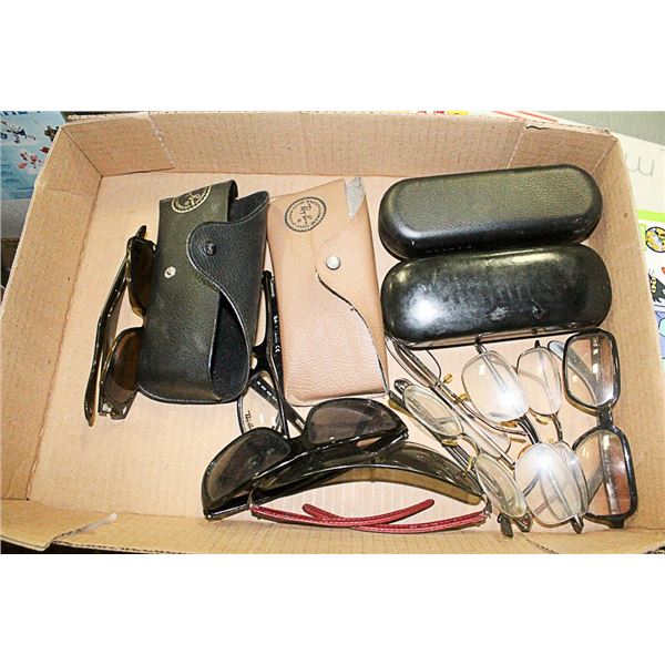 FLAT OF ASSORTED GLASSES AND SUNGLASSES