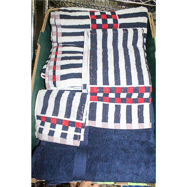 LARGE FLAT WITH 4 BATH TOWELS, 1 HAND TOWEL