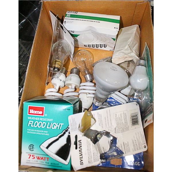 BOX WITH 25 LIGHTBULBS - ALL VARIOUS TYPES -