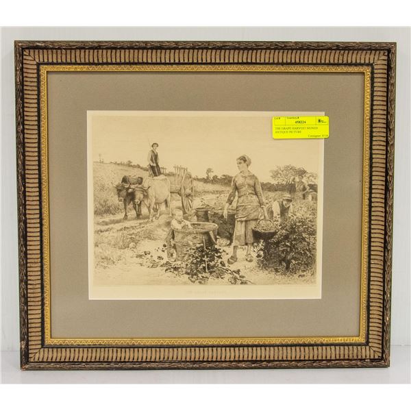 THE GRAPE HARVEST SIGNED ANTIQUE PICTURE