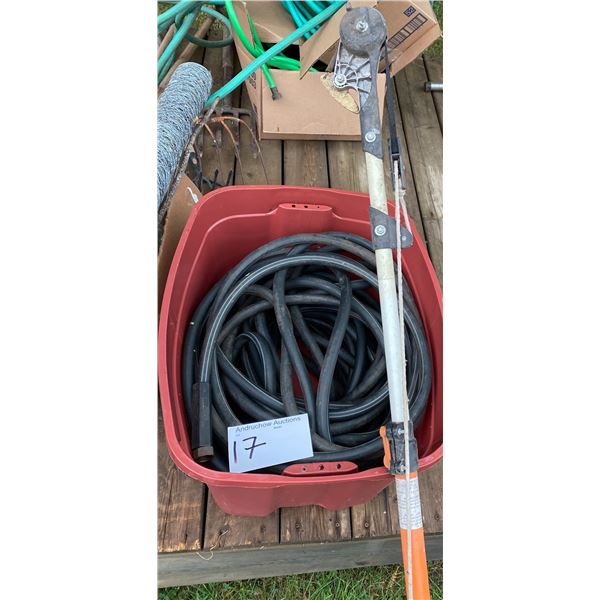 Approx. 130' Water Hose, Container & Tree Pruner