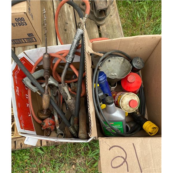 (2) Boxes of Tools, Nuts & Bolts, Cords, Etc.