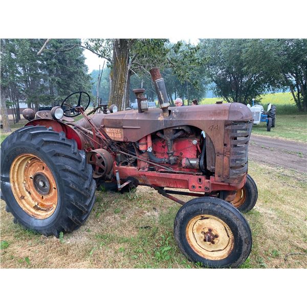 M.H. 44 Gas Tractor for parts, Good Tin, P.T.O. & Pulley
