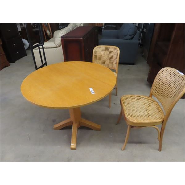 Wooden Single Dropleaf Table w 2 Chairs 36" RD