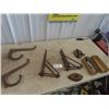 Image 1 : 2 General Store Wall Mount Hangers, 2 Harness Hooks Cast w Acorn Tatoo Set