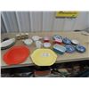 Image 1 : Pyrex Refridgerator Dish, Blue Willow, Spice Containers, 2 Medicine Hat Pottery Plates