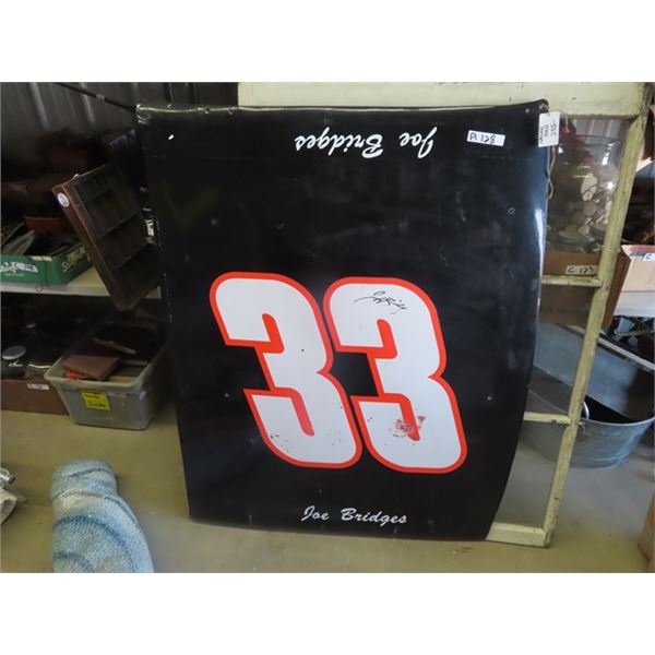 Nascar Race Car Hood 40" x 53" - #33 Joe Bridges w Signature