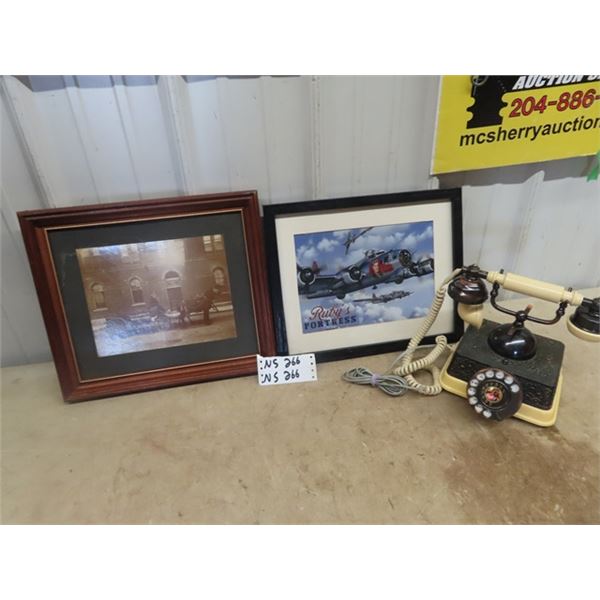 Rotary Desk Phone, Picture of Delivery Wagon & Ruby Fortress Fighting Plane