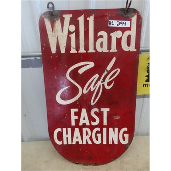 Metal Willard Battery 2 Sided SIgn 30" X 17"