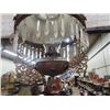 Image 2 : Hanging Coal Oil Lamp w Hand Painted Original Shade - Lots of Prisms- Gorgeous