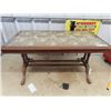 Image 1 : Coffee Table w Tapestry Design Under Glass 17.5" X 34.5" x 18" D