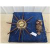 Image 1 : Retro United Clock 25" x 25" Ish, Owl Clock - 11" x 5" - Eyes Light Up !