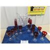 Image 1 : Fancy Ice Bucket, 9 Wine Glasses -Ruby Crystal