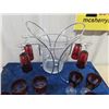 Image 2 : Fancy Ice Bucket, 9 Wine Glasses -Ruby Crystal