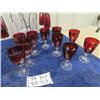 Image 3 : Fancy Ice Bucket, 9 Wine Glasses -Ruby Crystal